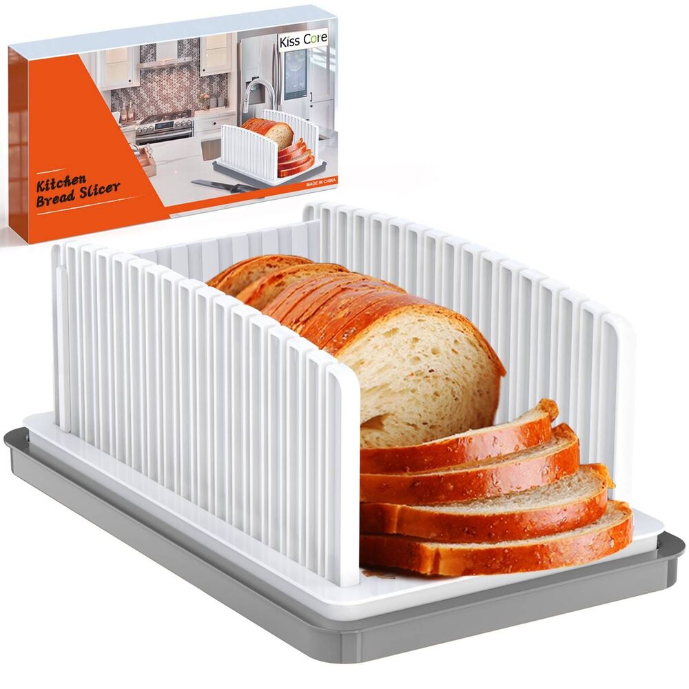 Bread Slicer for Homemade Bread, Adjustable Width, Foldable and Compact